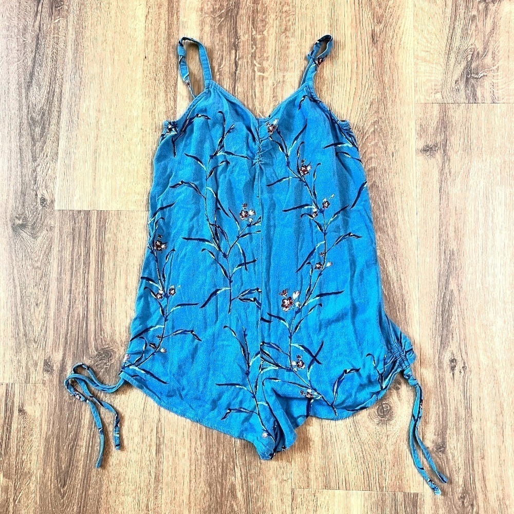 O'Neill Blue & Multicolor Floral Sleeveless Romper Sz L